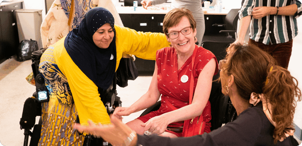 Women who has disability sharing a laugh together